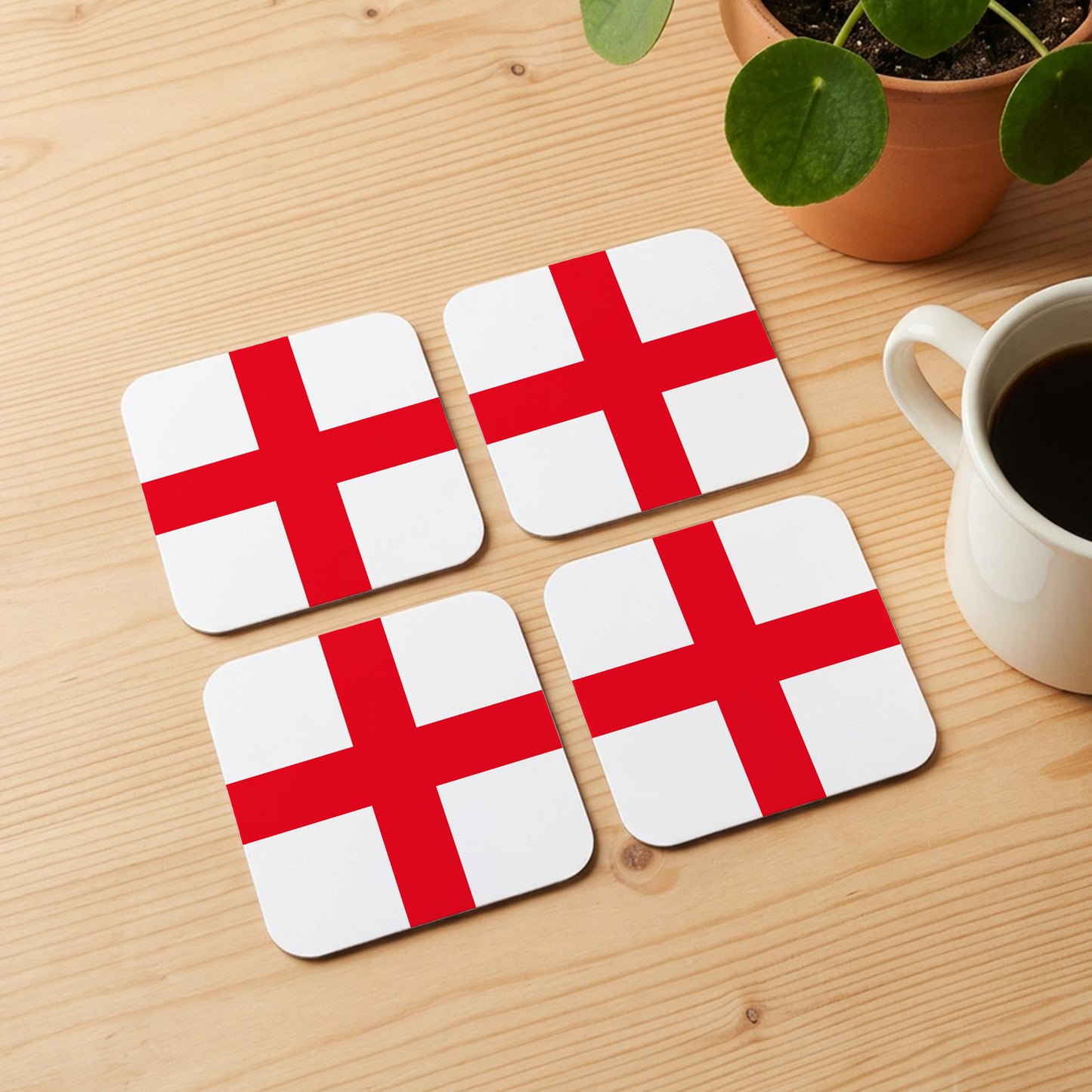 Flag Coasters with Cork Base - Set of 4