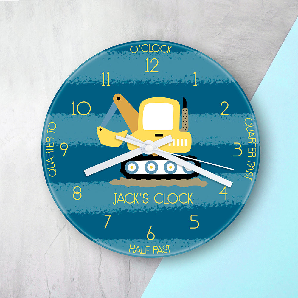 Personalised Children's Digger Teaching Clock