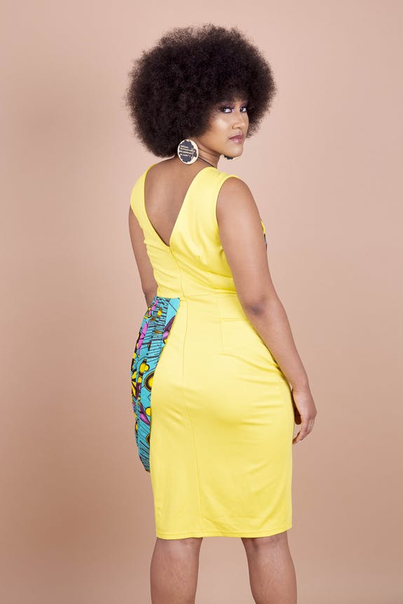 Francine Dress by Lohi, African inspired yellow shift