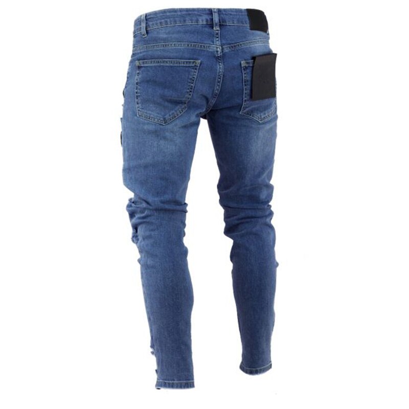 Men's Ripped Distressed Jeans with Emblems