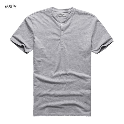 Organic cotton men's short sleeved button collar t-shirt