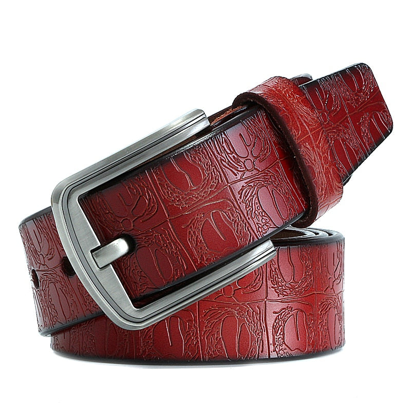Pin Buckle Genuine Leather Cowhide Belt For Men