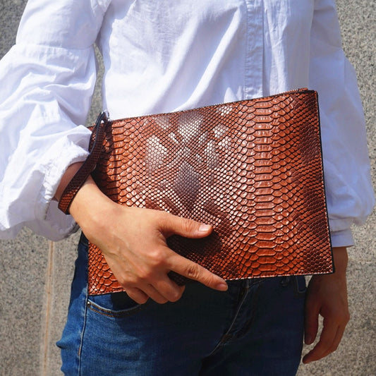 Leather PU snakeskin Large Clutch Bag
