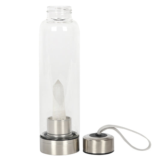 Clear Quartz Energizing Glass Water Bottle