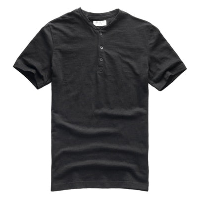 Organic cotton men's short sleeved button collar t-shirt