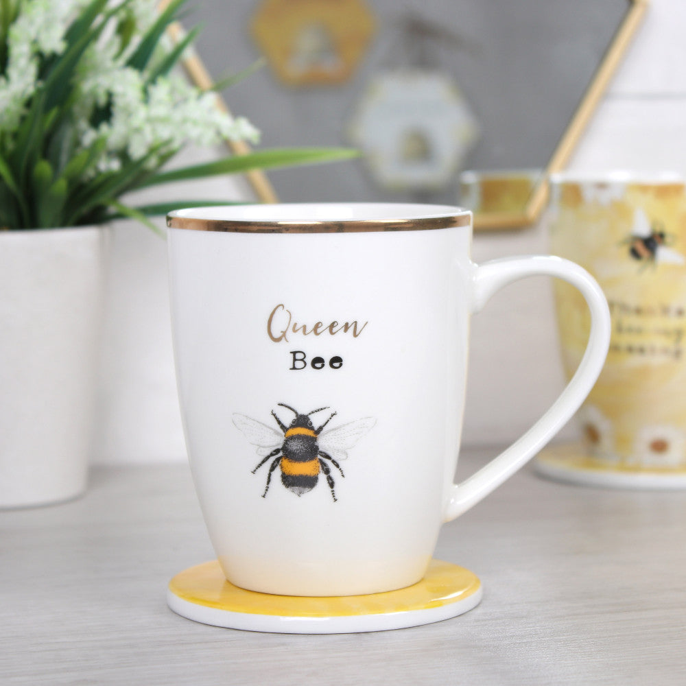 Queen Bee Mug and Coaster Gift Set