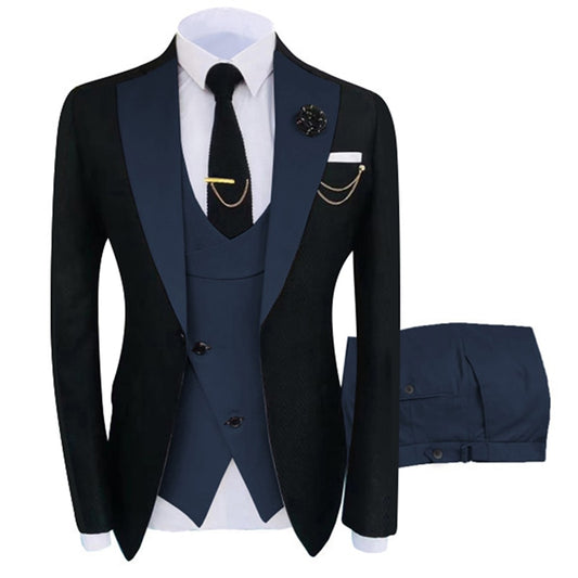 Men's Tuxedo Formal Suit Jacket with Waistcoat in Blue