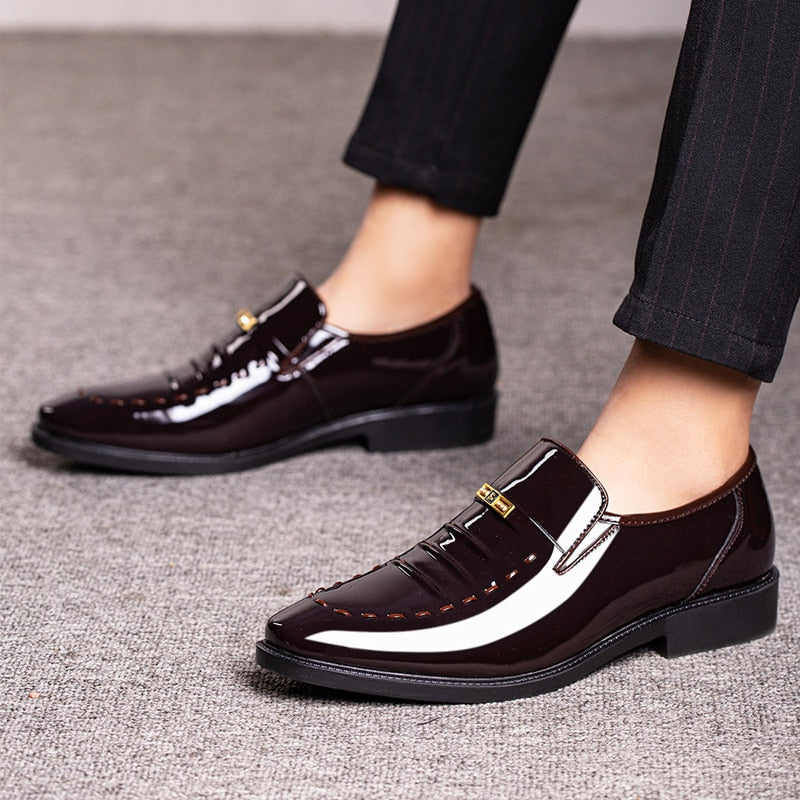 Smart Patent PU Leather Loafers Dress Shoes for Men