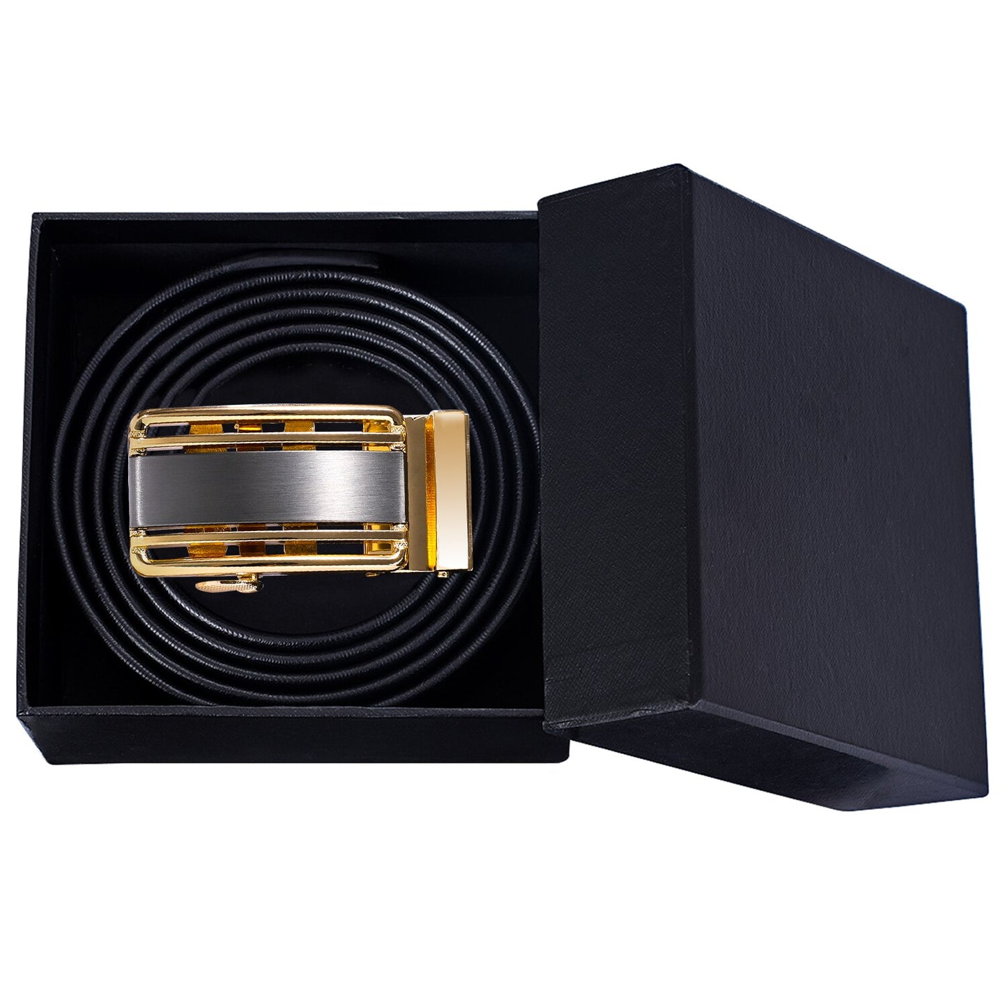 Men's Black Leather Belt Gift Box