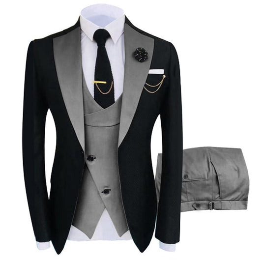Men's Tuxedo Formal Suit Jacket with Waistcoat in Grey