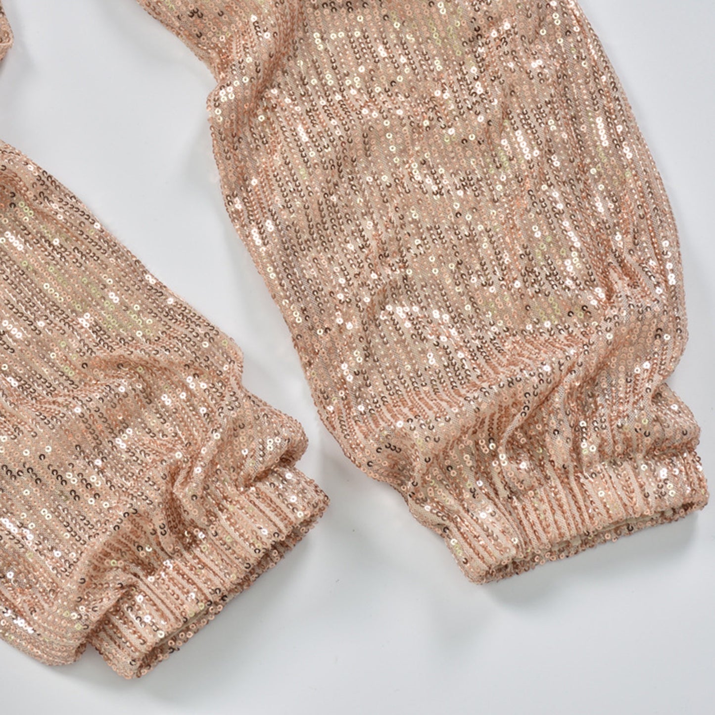 Gold/ Black Sequin Trousers With Elasticated Ankle and Waist