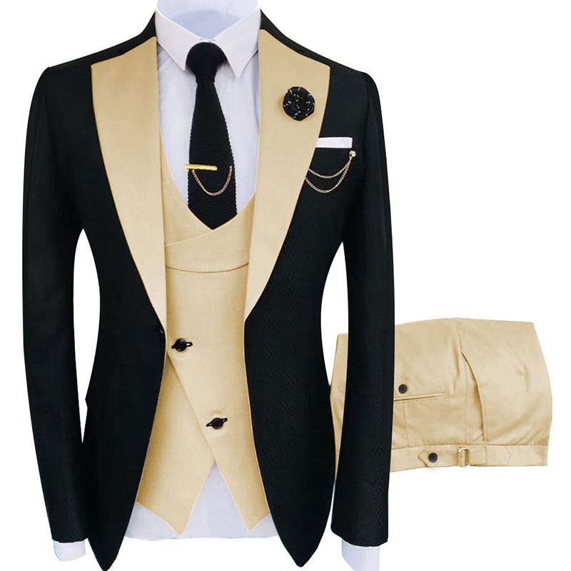 Men's Tuxedo Formal Suit Jacket with Waistcoat Champagne