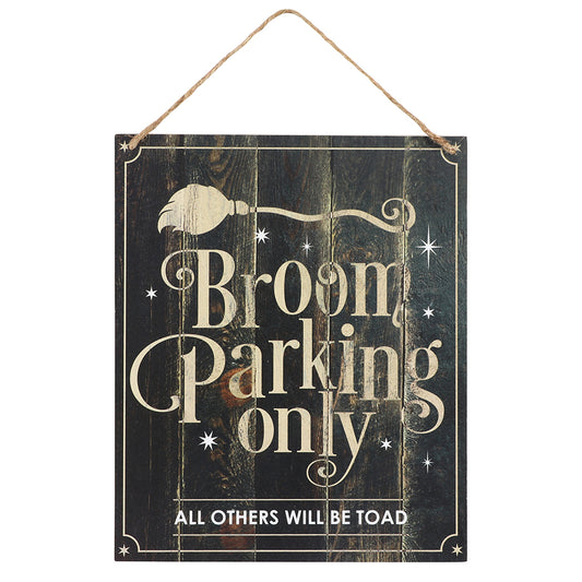 Witches Broom Parking Hanging Door Sign
