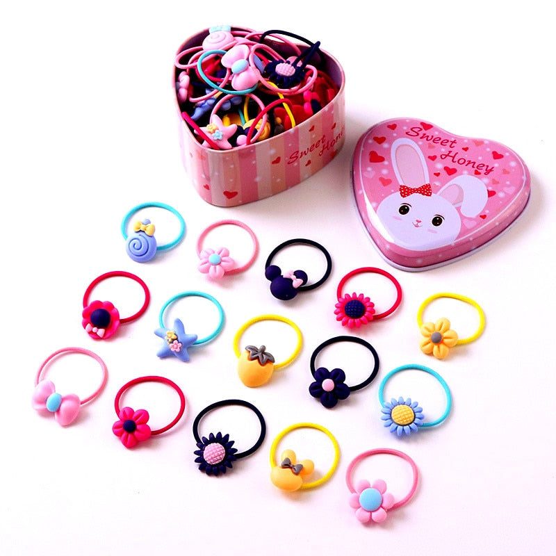 20pieces Strong Elastic Hair Bands With Cute FLOWERS & BOWS