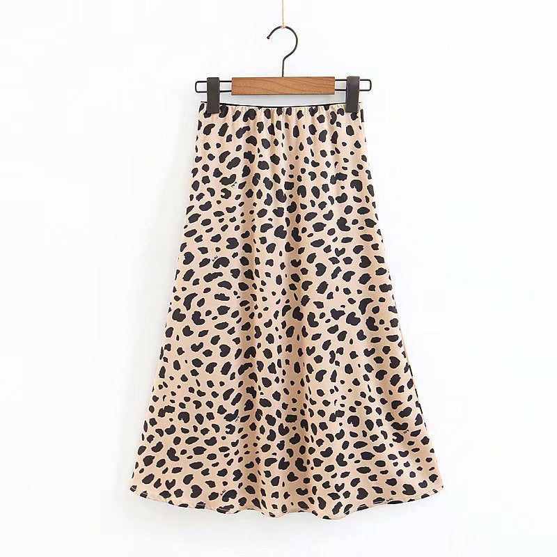 Leopard print high waist punk skirt