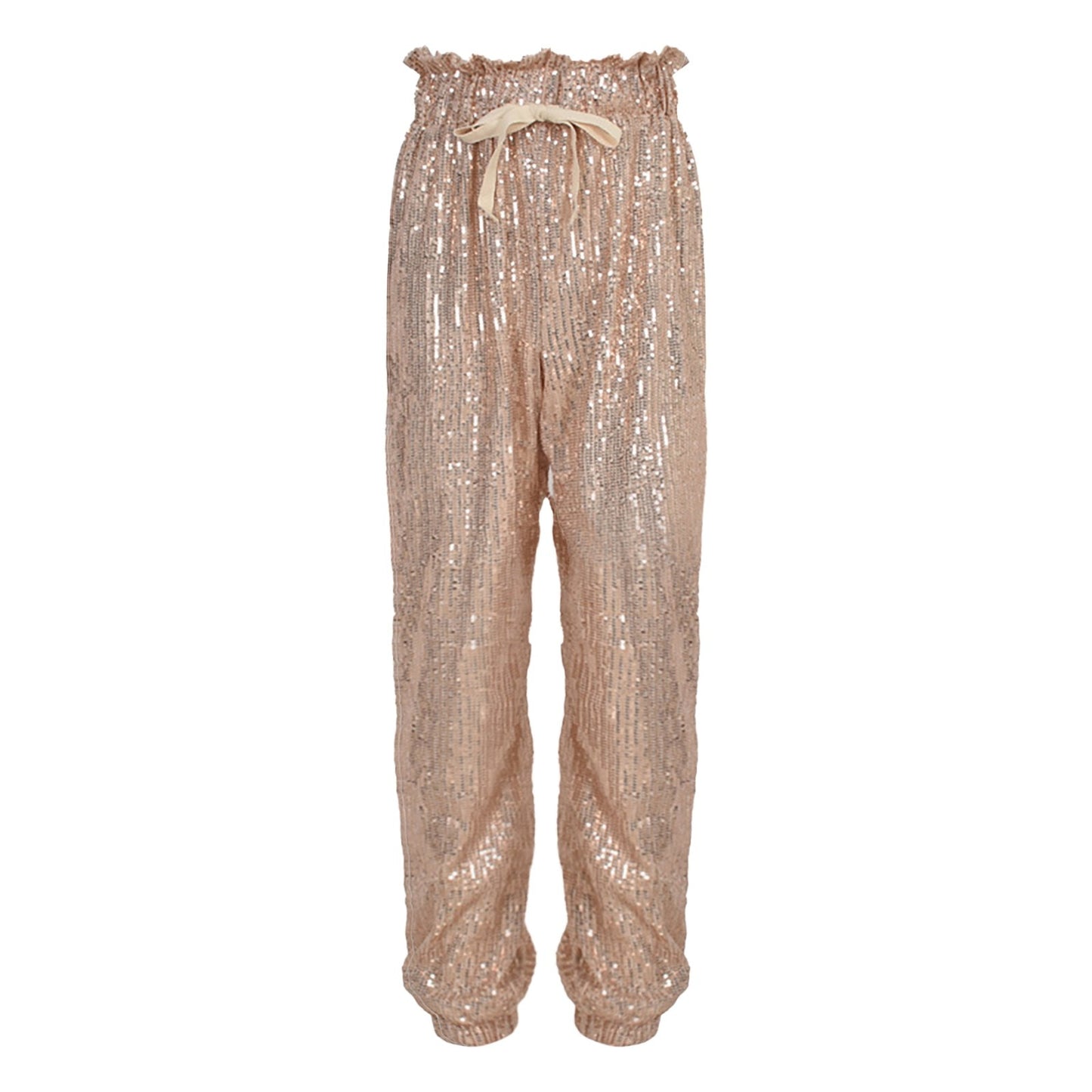 Gold/ Black Sequin Trousers With Elasticated Ankle and Waist