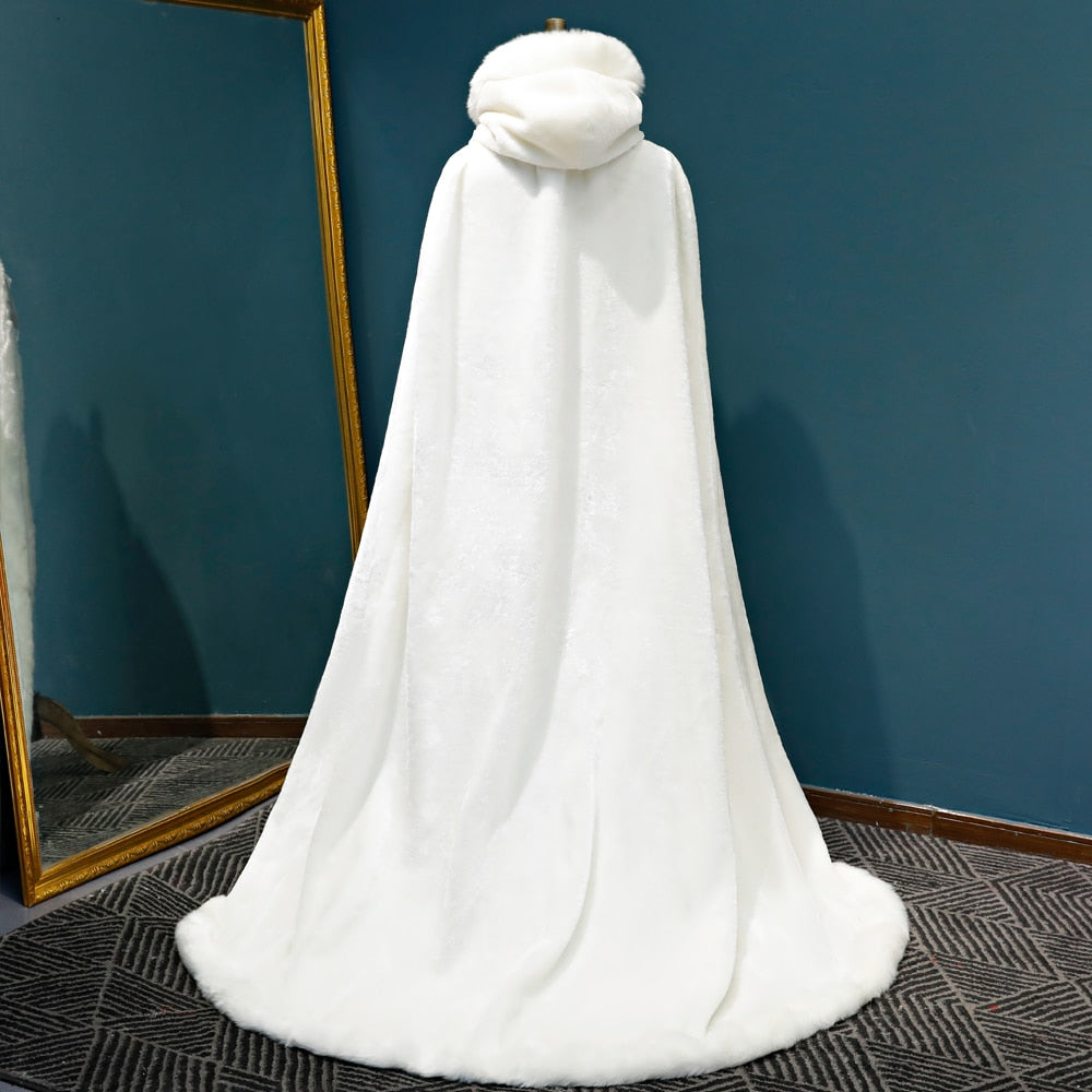 Winter Long Wedding Hooded Cloak