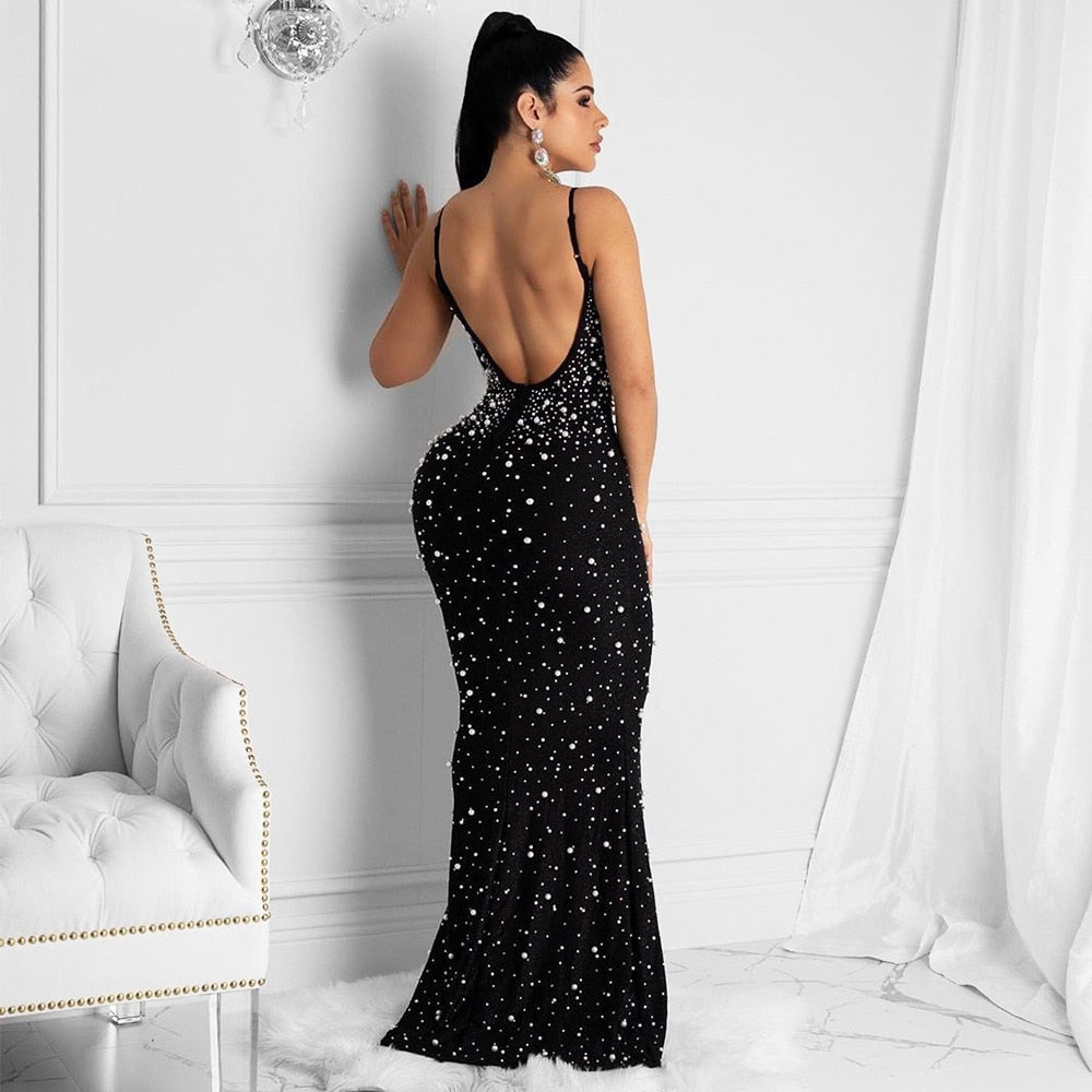 Long Sequin hour glass cocktail evening party dress