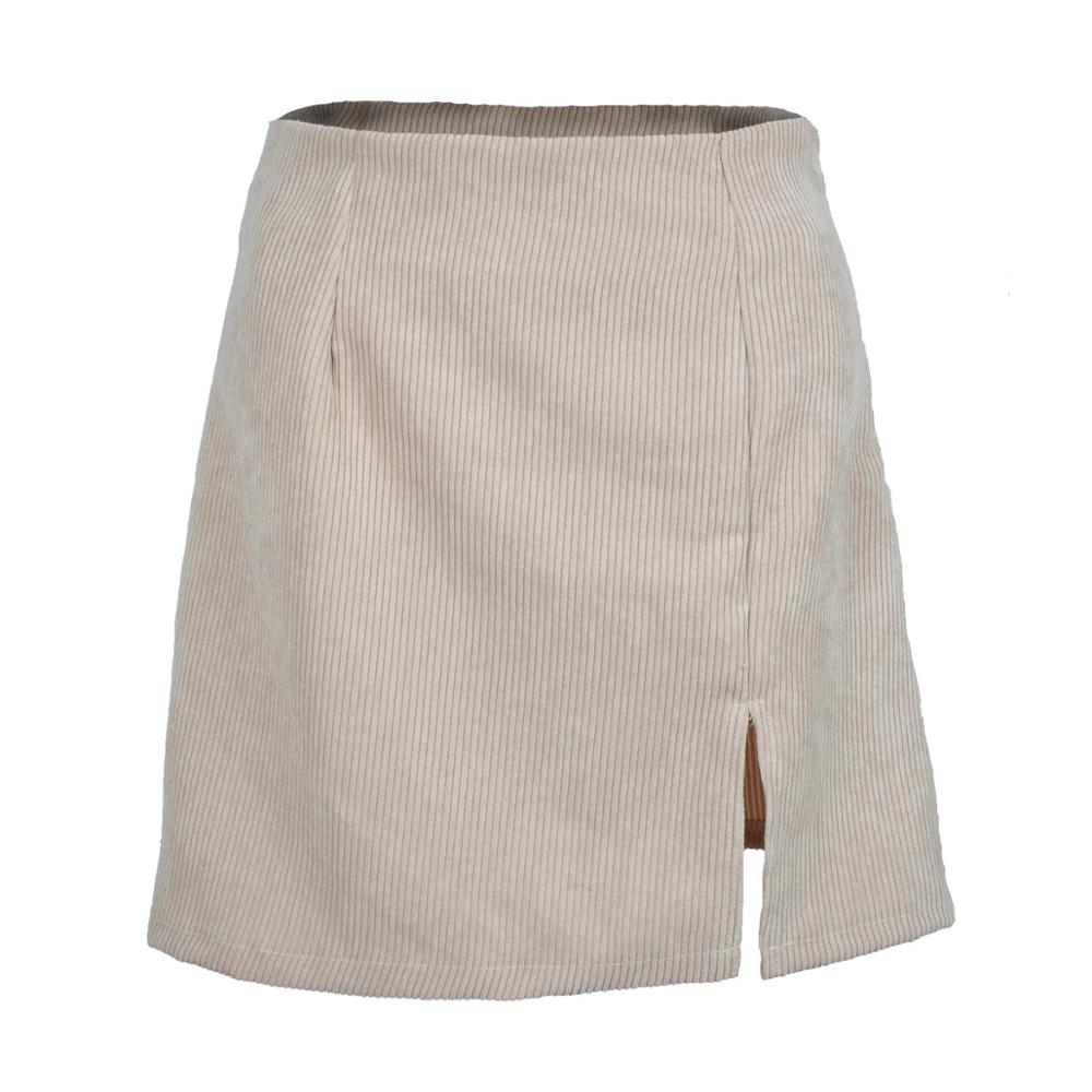 Corduroy slit mini skirt