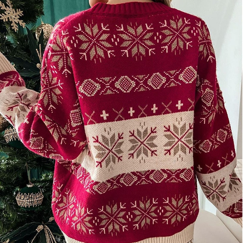 Christmas Knitted Long Sleeve Round Neck Jumper