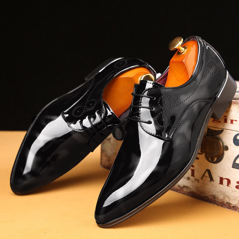 Smokey design lace up PU leather Men's formal dress shoes