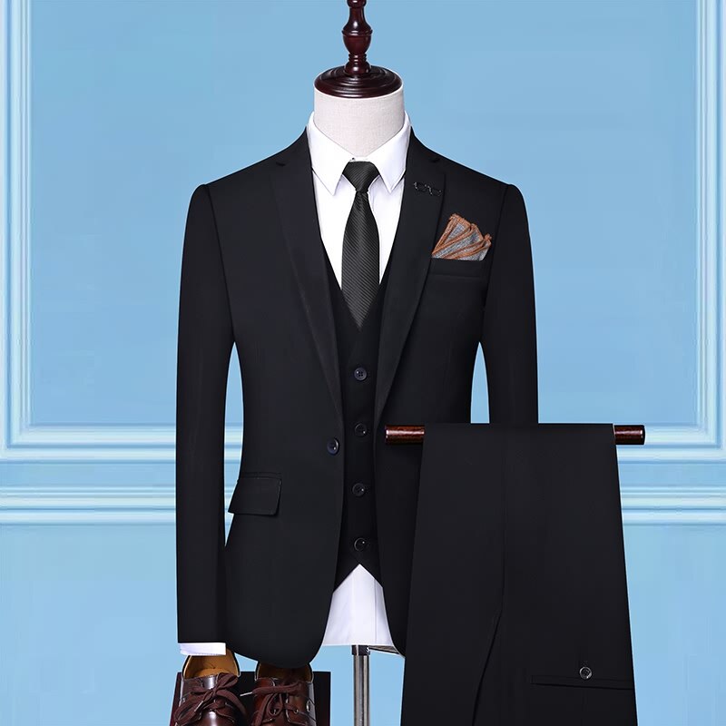 Slim Fit Business 3 Pieces Tuxedos Suit with Jacket Waistcoat and Trousers