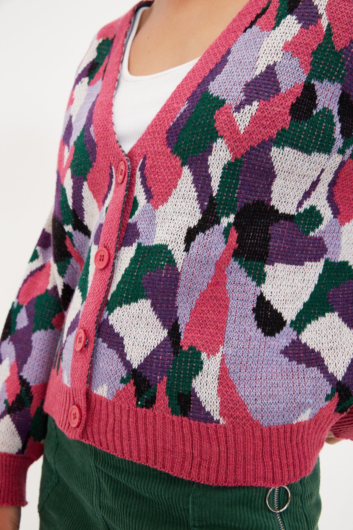 Geometric Jacquard Knitwear Cardigan