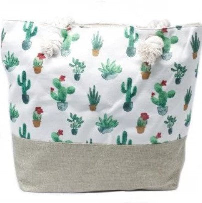 Cactus Beach Bag Rope Cotton Tote Shopping Bag
