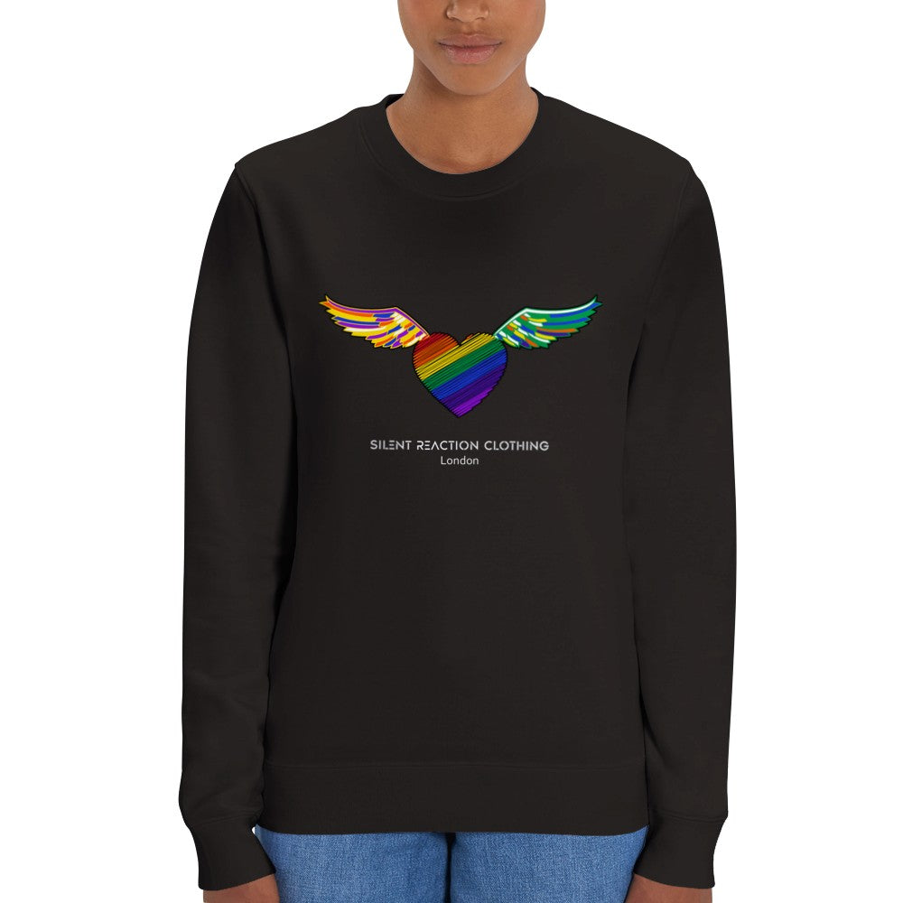 Silent Reaction Pride Winged Heart Organic Cotton Sweatshirt