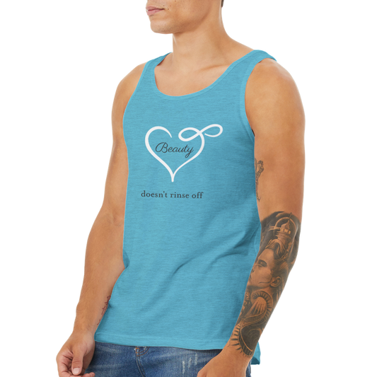 Beauty doesn't rinse off Blue Cotton Unisex Tank Top by Infinity Original