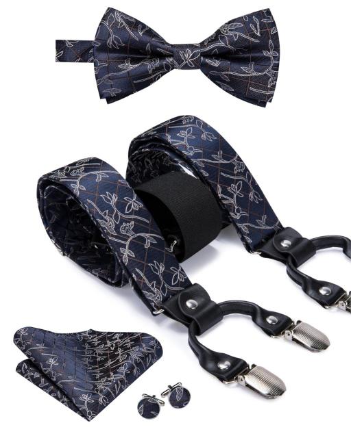 Navy & Grey Men's Bow Tie and Braces Set