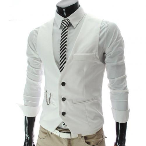 Men's Formal Cotton Waistcoat White