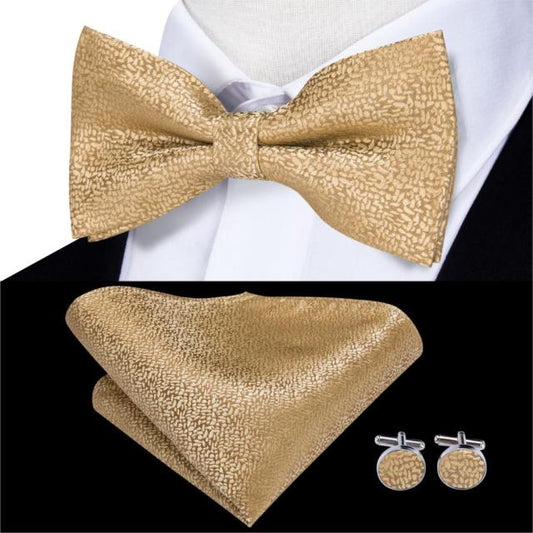 Classic Gold Bow Tie for Men 100% Silk