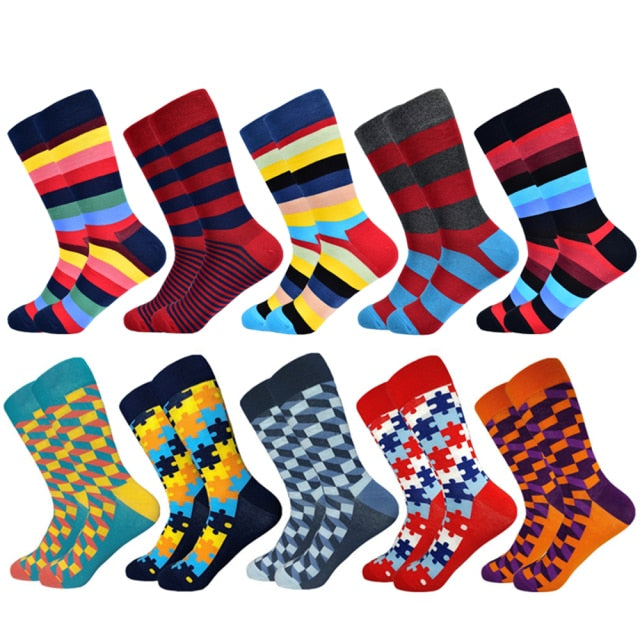 Cheque Socks Multipack 10 pairs different patterns and colours one each pair 