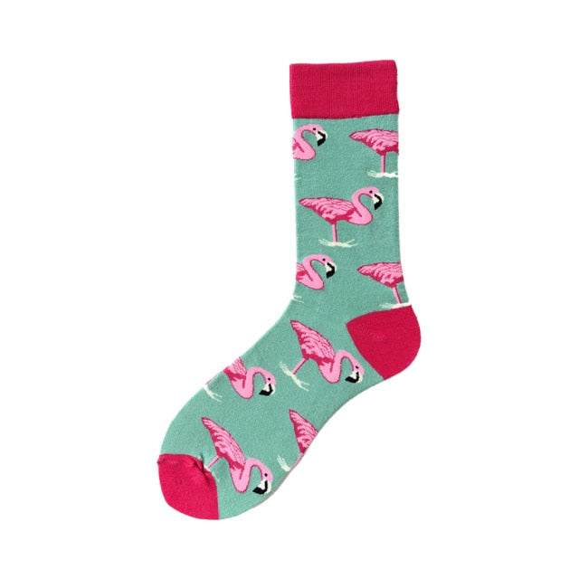 Adult Socks Flamingo One Size Pink and Green