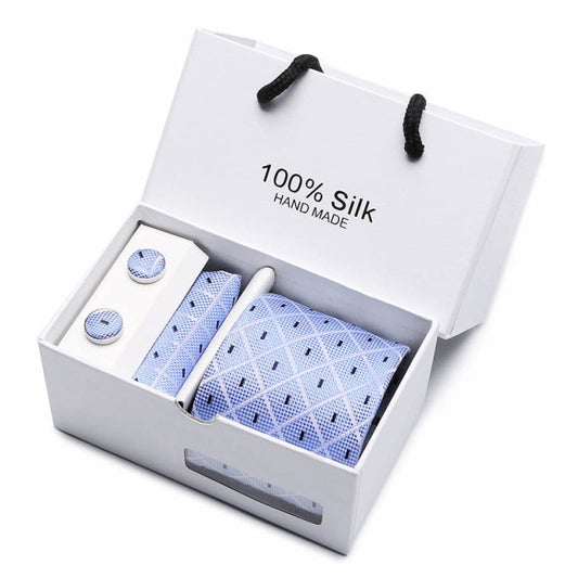 Hand made Silk Tie With Hanky and Cufflinks Set