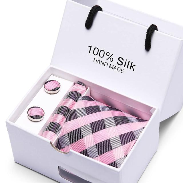 Hand made Silk Tie With Hanky and Cufflinks Set