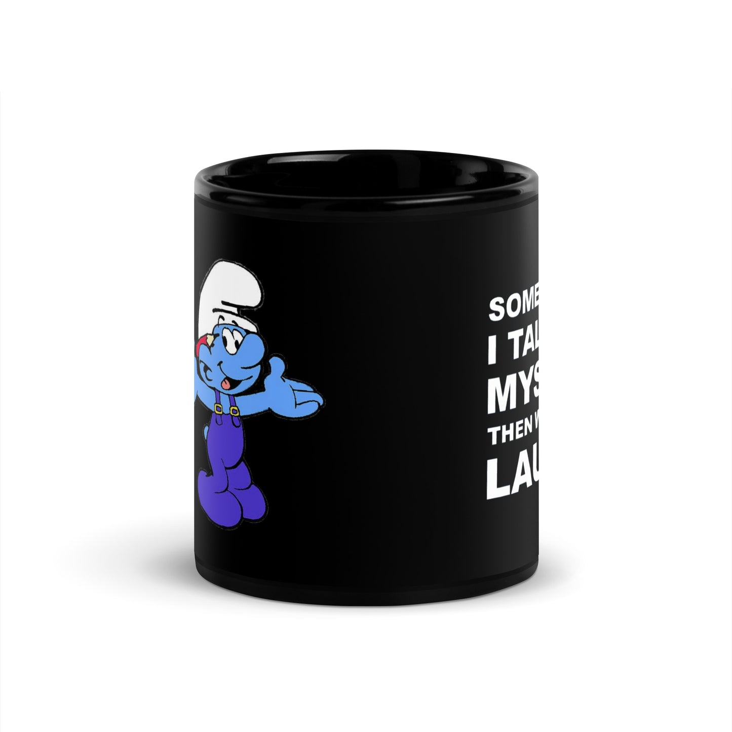 Smurf's Mug 'talk to myself' funny ceramic coffee mug.